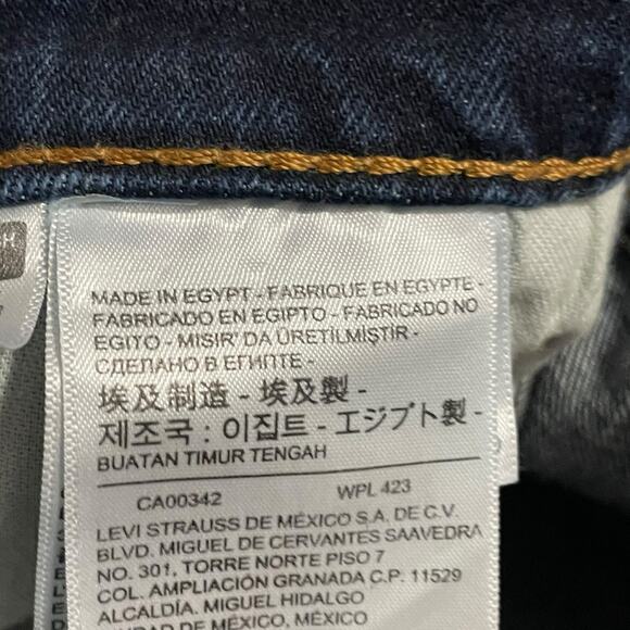 Levis 505 Mens Jeans Size 30 Mid Rise Regular Fit Straight Leg Denim Dark Wash - Picture 8 of 12